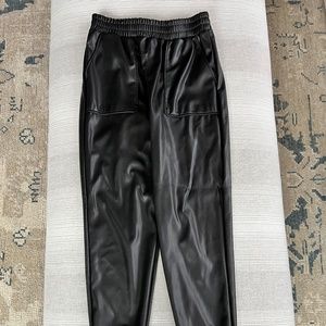 New Look Faux Leather Joggers. Size 4. Black.